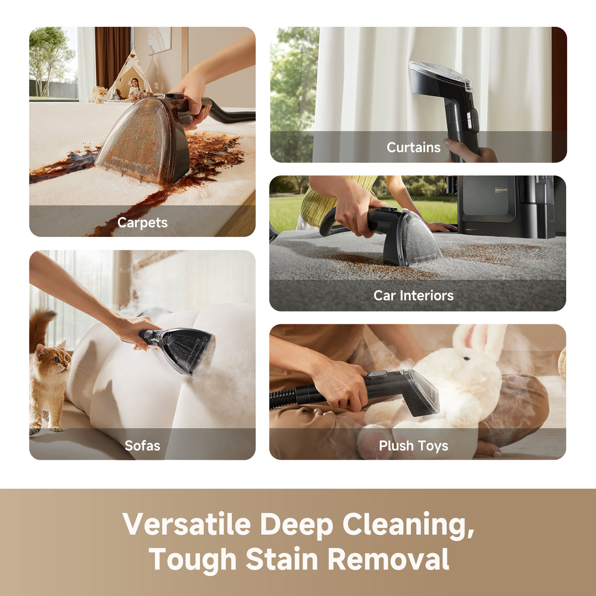 Steam spot cleaner with handheld nozzle for carpets, sofas, pet toys, and curtains