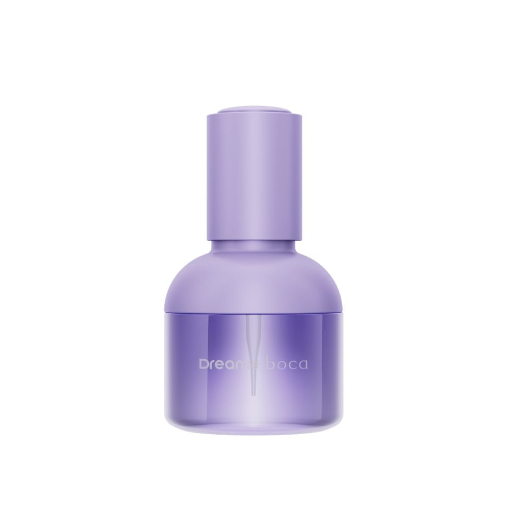 Dreame Boca silk nourishing hair oil bottle, purple with flip-top cap