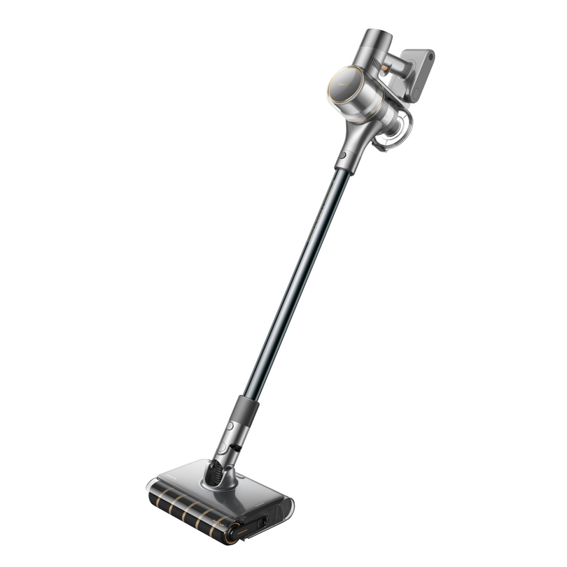 Cordless stick wet/dry vacuum with motorized wet roller floor head