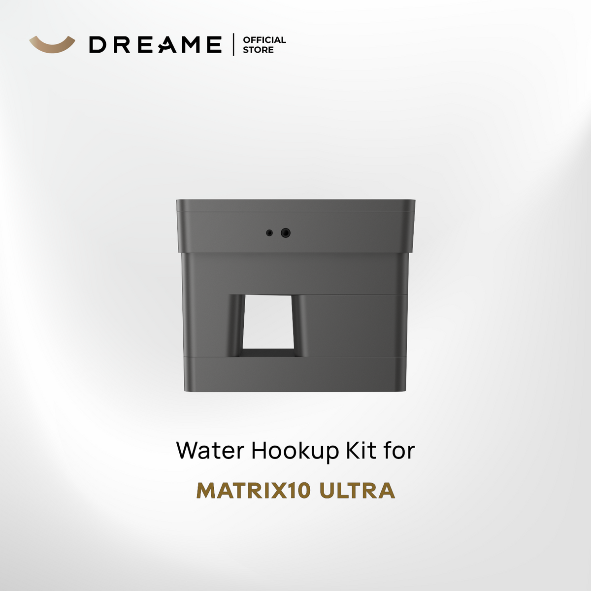 Water hookup kit for Matrix10 Ultra, dark gray rectangular module with square opening