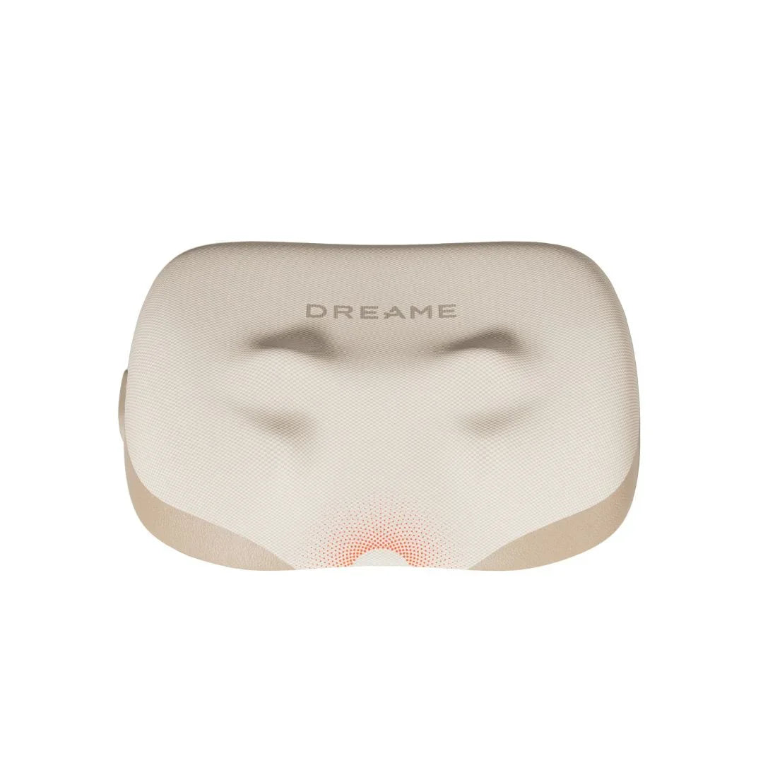 White pillow massager with DREAME logo and textured fabric surface
