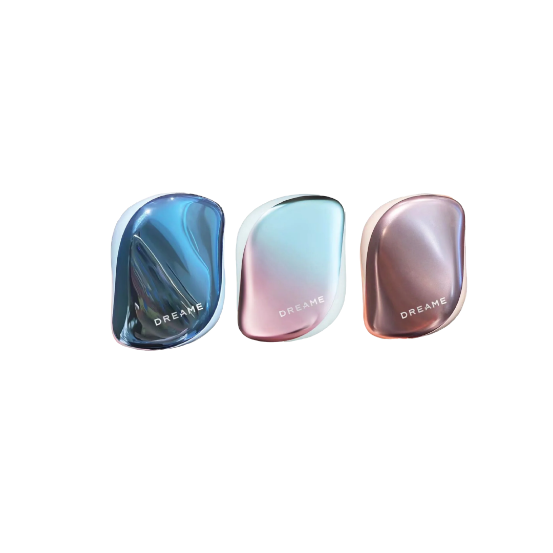Iridescent hair comb set in blue, pink, and rose-gold tones