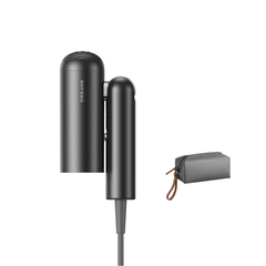 Black pocket hairdryer with travel storage pouch