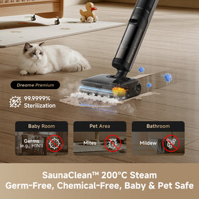 Steam Wet & Dry cordless vacuum Bodenkopf mit rotierender Bürste und Dampfdüse