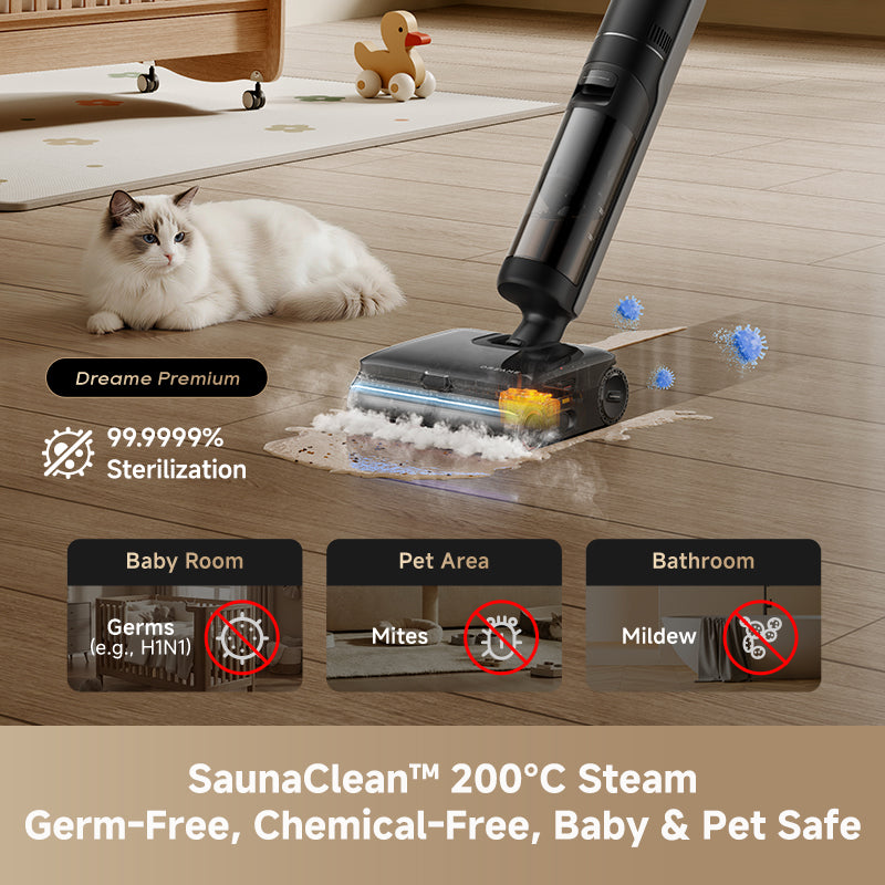 Steam Wet & Dry cordless vacuum Bodenkopf mit rotierender Bürste und Dampfdüse