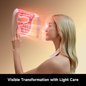 LED skincare mask projecting light rays onto face