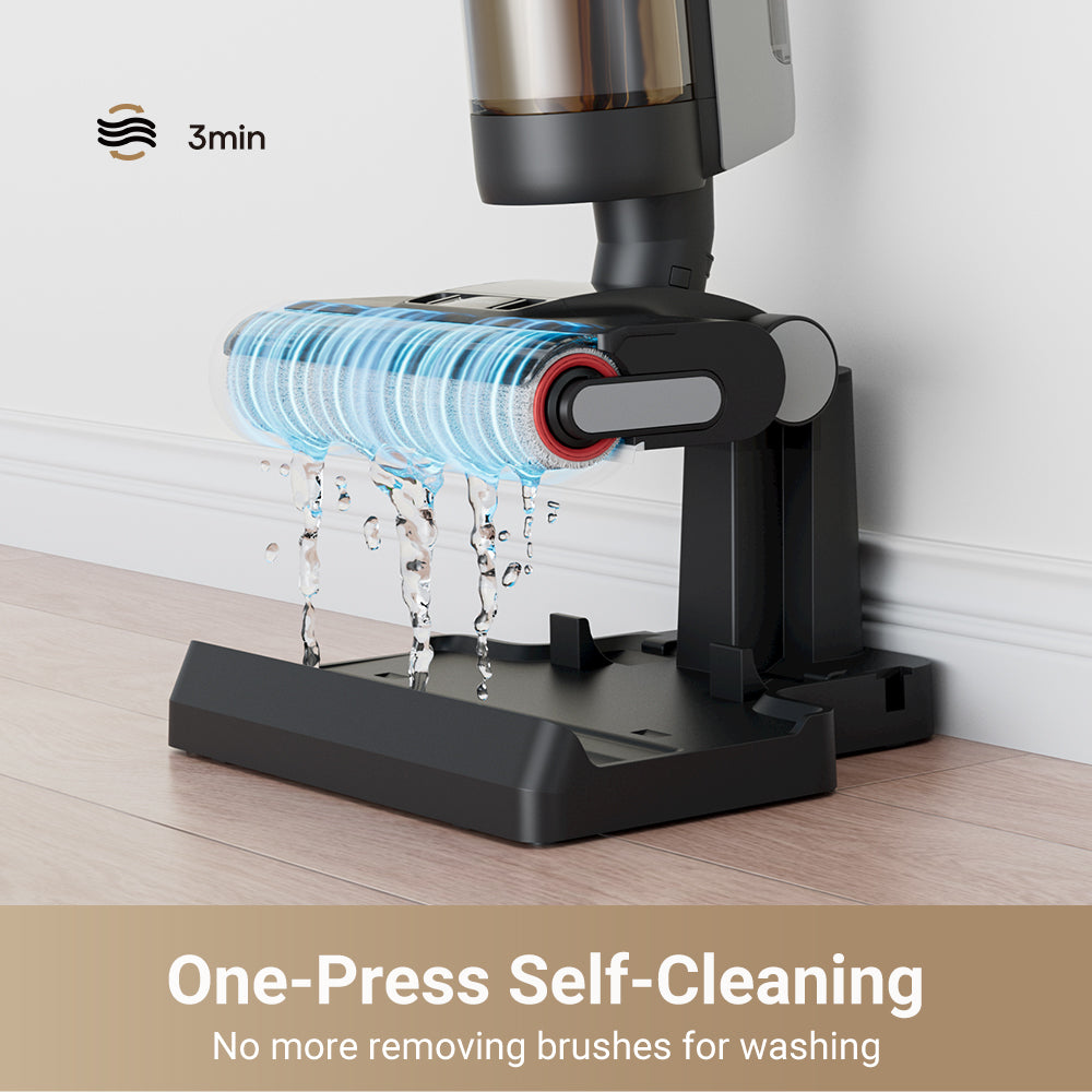 One-Press Self-Cleaning Aufsatz am Dreame G10 Pro, Wasser spült die Walze