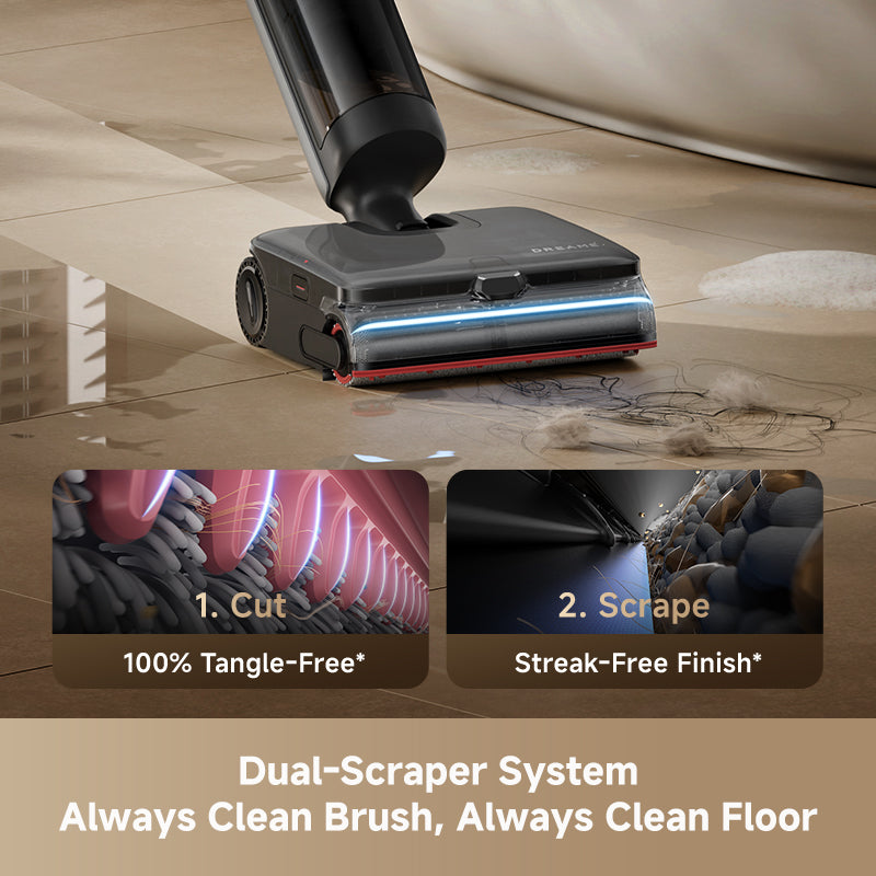 Steam Wet & Dry cordless vacuum Bodenkopf mit blauem LED-Lichtbalken
