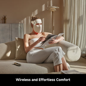 Wireless LED face mask worn while reading