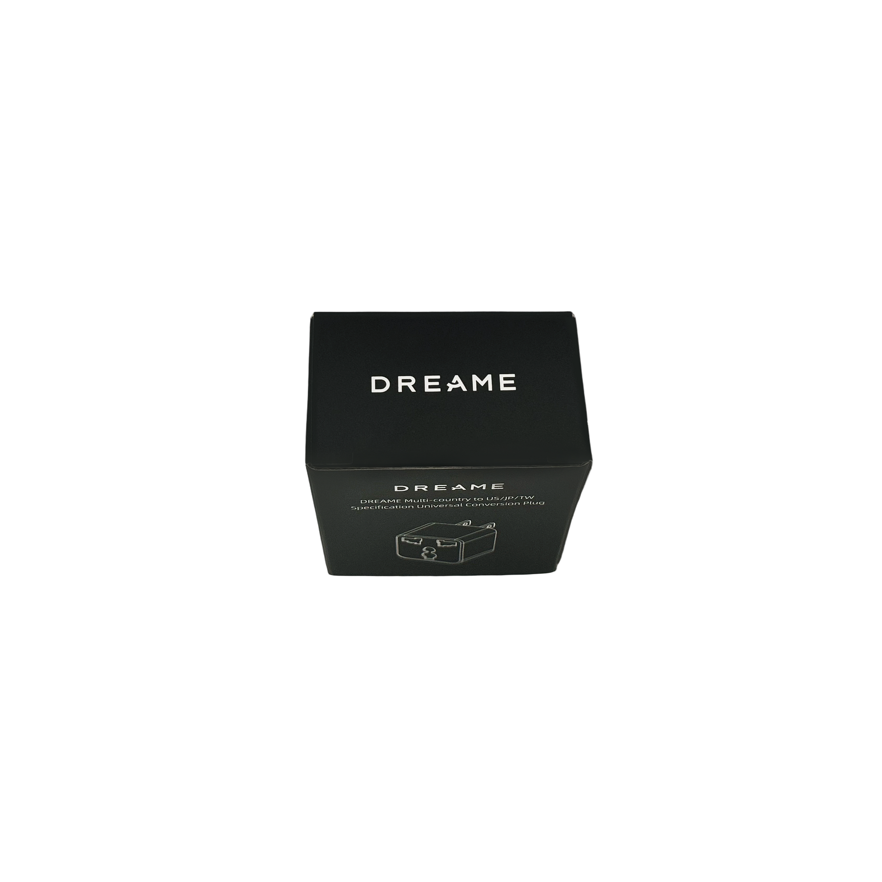 Universal travel adapter plug box with DREAME logo and US/JP/TW conversion graphic