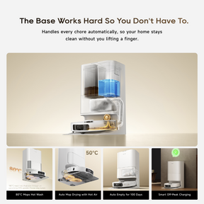 Robot mop base station with clear water tank and hot-air drying nozzle area