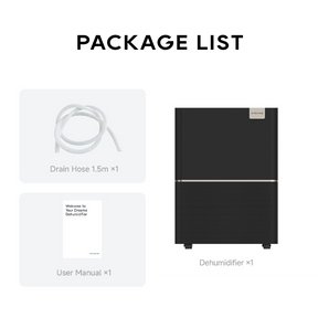 DB40 dehumidifier kit with 1.5 m drain hose and user manual
