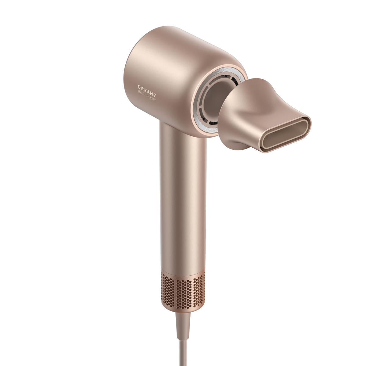 Gold Dreame Glory Uni hairdryer with concentrator nozzle
