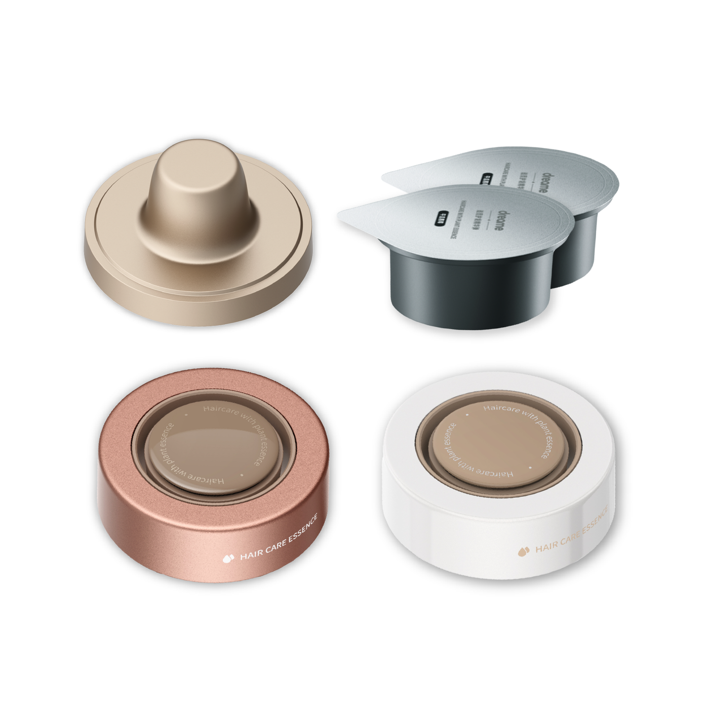Hair dryer accessory set with 4 diffuser caps (beige, blue, rose, white)