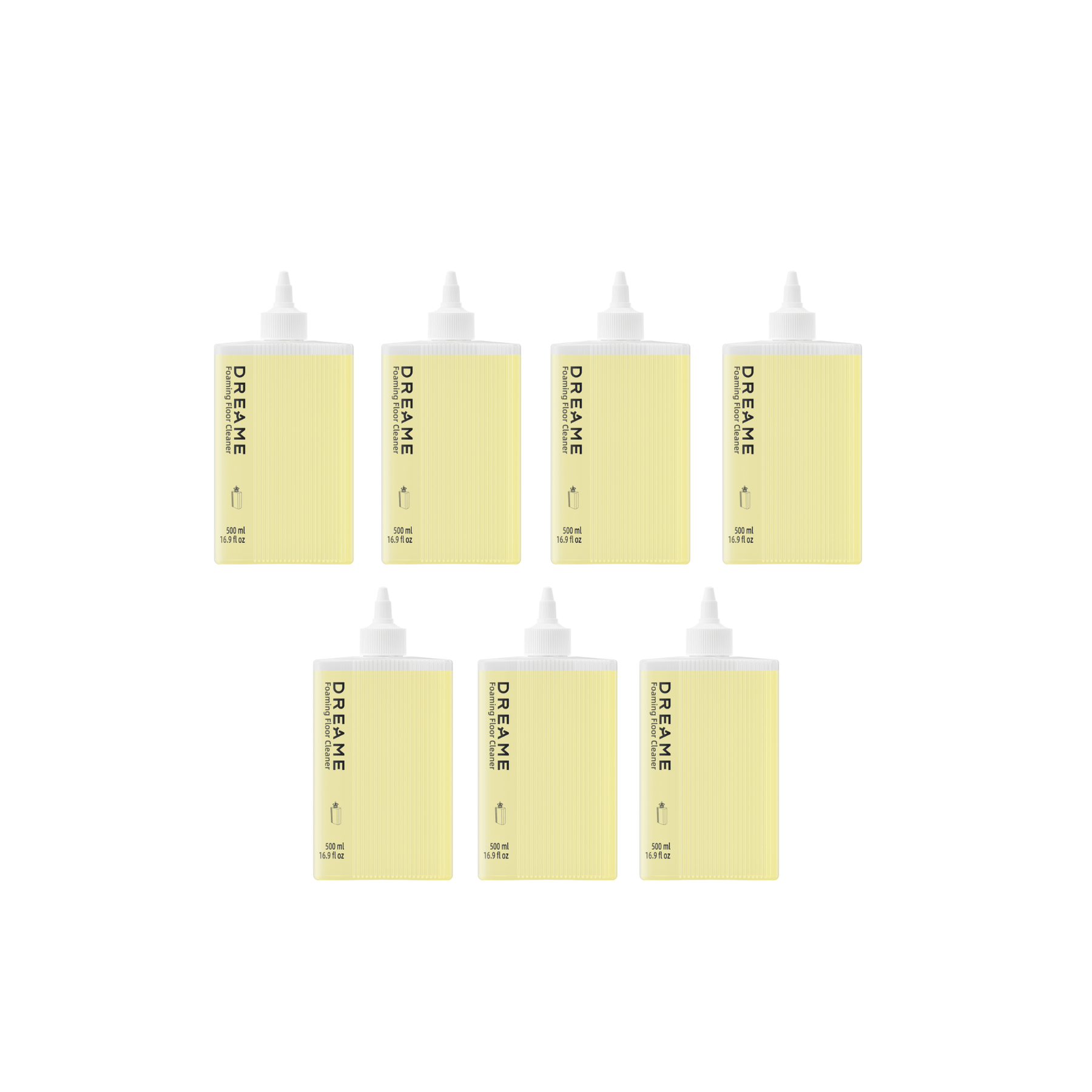 7-pack multi-surface floor cleaner refill bottles with twist caps, 150 ml each