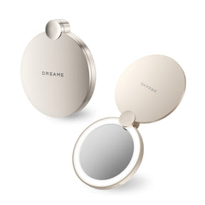 Dreame Mirror: zwei runde Spiegel, LED-Ring am vorderen Spiegel und zweite Platte oben