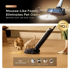 Cordless wet & dry vacuum cleaner with foam wash feature and wide floor brush head