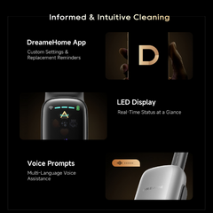 Cordless wet/dry vacuum cleaner handle with LED status display