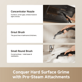 Dreame N20 steam spot cleaner attachment set: nozzle, grout brush, round brush