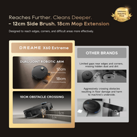 Robot vacuum and mop with extendable side brush and dual-joint cleaning arm