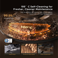 Robot vacuum and mop dock with heated self-cleaning chamber for brush maintenance
