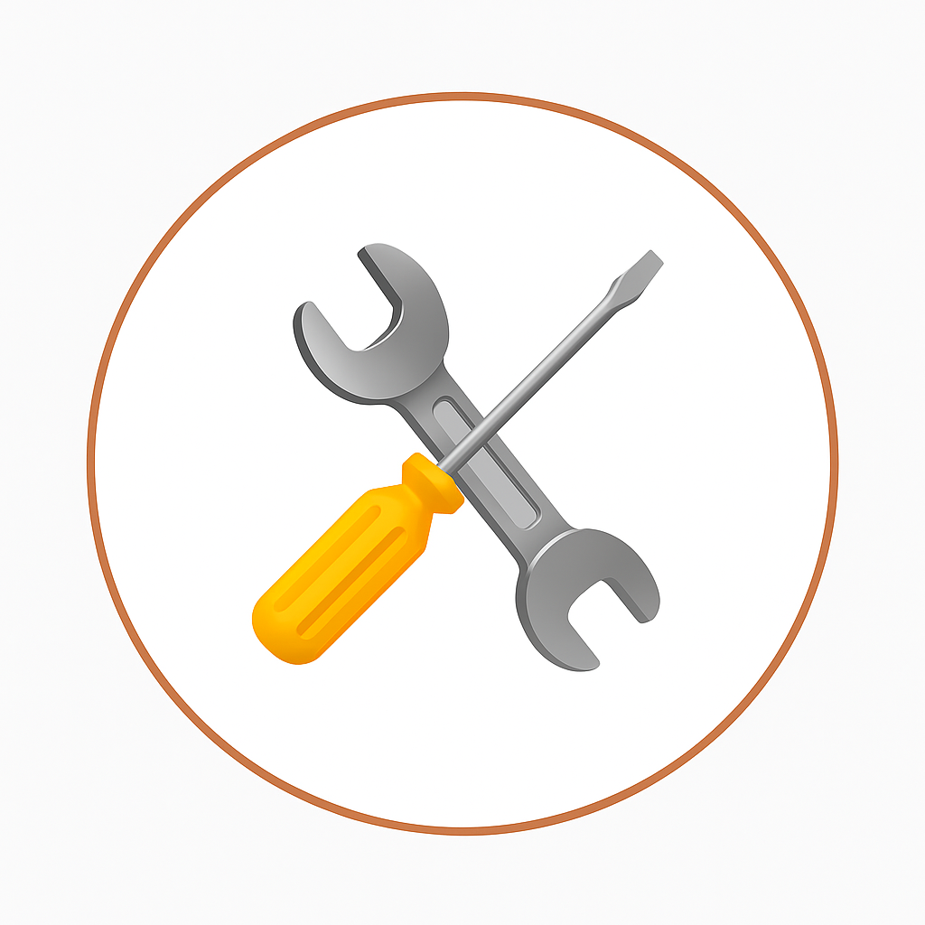 Large appliance installation: wrench & screwdriver icon
