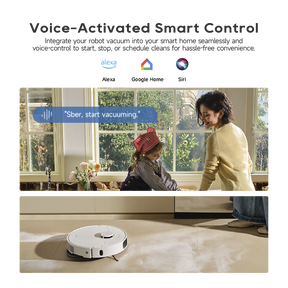 Robot vacuum and mop performing smart control while a person walks nearby indoors