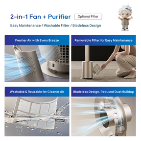 Dreame MF10 bladeless fan, removable washable filter with airflow vents