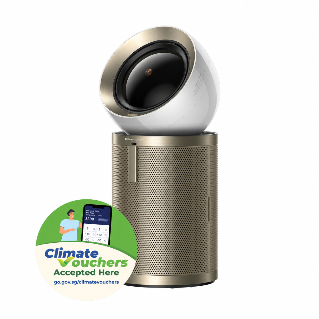 Dreame PM10 air purifier fan with metal mesh body and dark rotating top