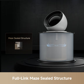 White air purifier with sealed maze structure shown at the base and side