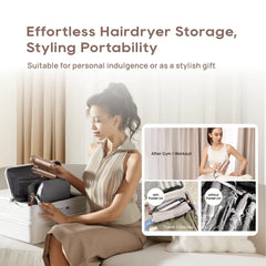 Compact pocket hairdryer with travel storage pouch for on-the-go styling