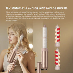 Dreame Pocket Uni rose gold hair dryer with dual curling barrels