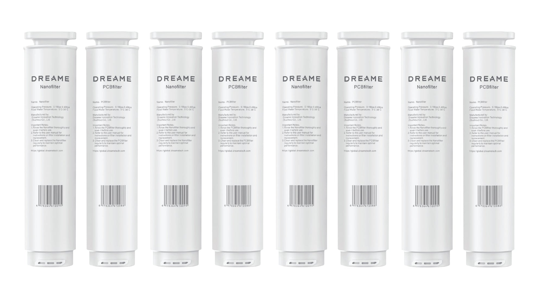 Dreame S1 water purifier filter cartridges (4 sets), white cylindrical filter elements
