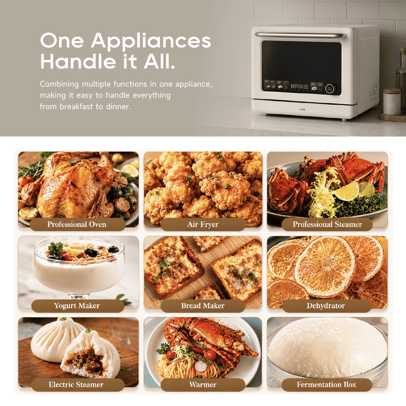 White countertop combi oven with digital display and front handle.