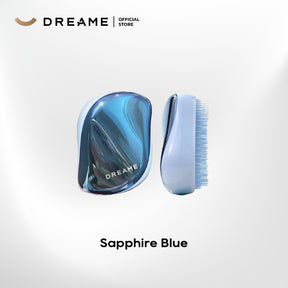 Dreame hair comb in Sapphire Blue, iridescent case with side comb brush