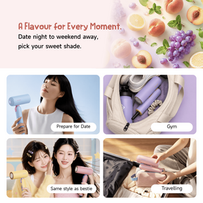 Portable handheld hair dryer with compact design and narrow nozzle