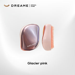Dreame hair comb in Glacier pink, iridescent case with side comb brush
