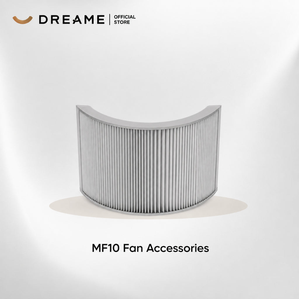 Curved gray pleated air filter insert for MF10 bladeless fan