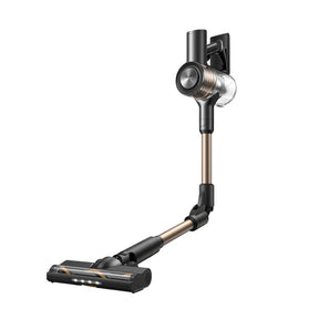 Gold and black cordless stick vacuum with multi-surface floor brush and main body
