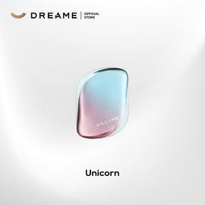 Dreame hair comb case in Unicorn color, iridescent blue and pink