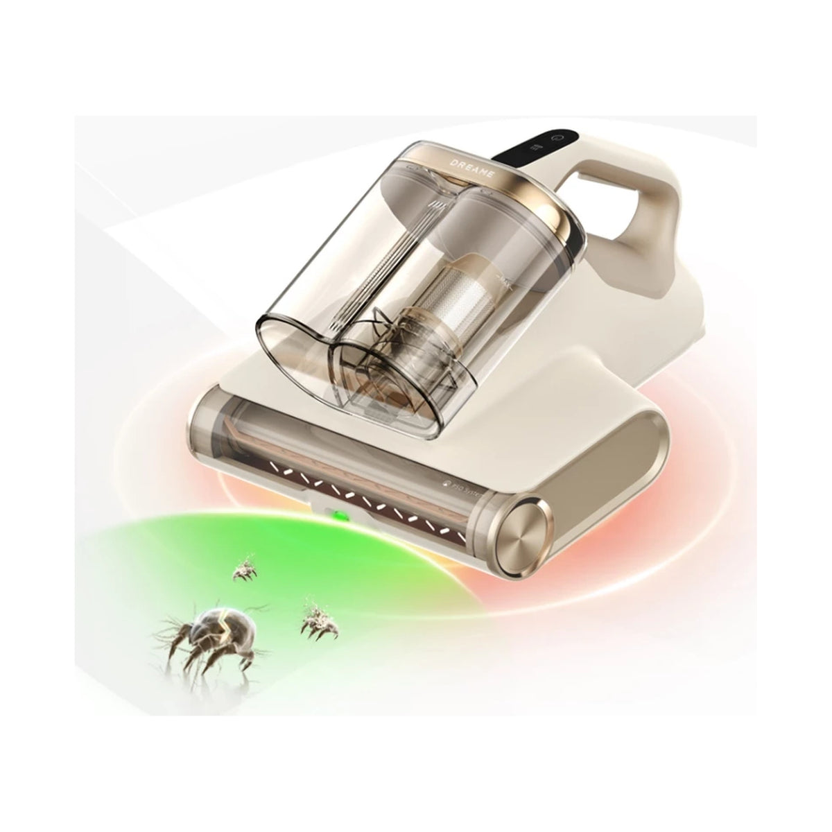Dreame D20 Pro handheld dust mite vacuum with transparent dust chamber